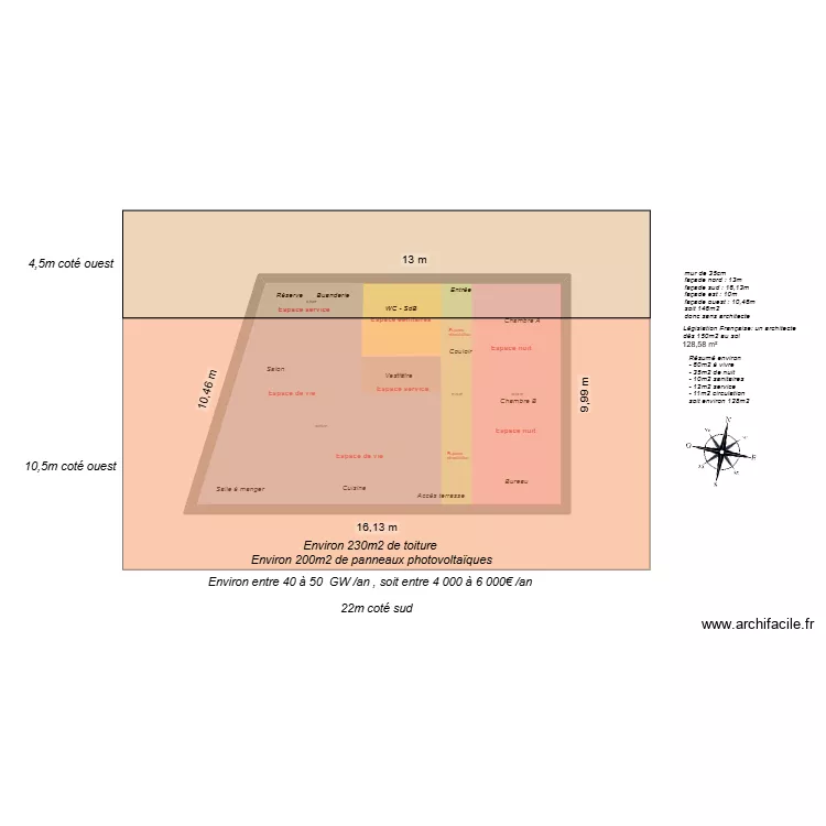 maison Eliane trapézoïdale toiture 03. Plan de maison Eliane trapézoïdale toiture 03. Plan de