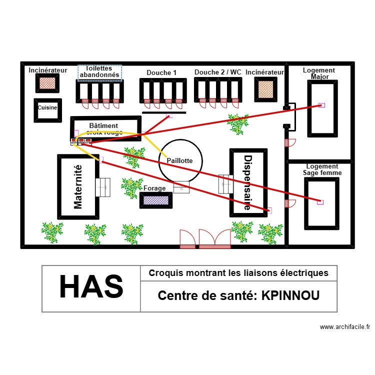 Plan de masse KPINNOU. Plan de 24 pièces et 136 m2