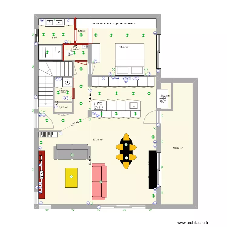 41 SORINS RDC RENOVATION 2. Plan de 9  et 96 m²