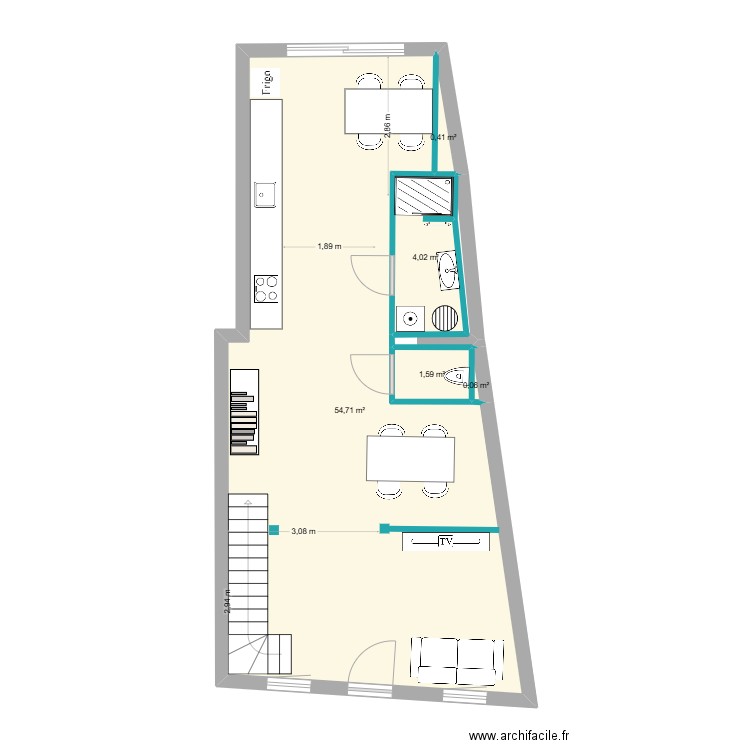 49 route de hasnon 2. Plan de 5 pièces et 61 m2