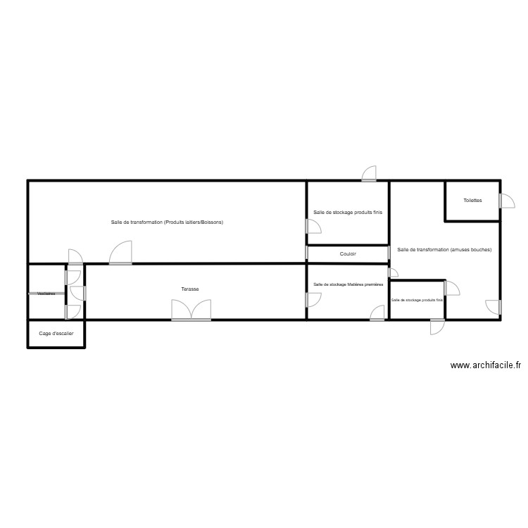 Unité de production Pahou2. Plan de 10 pièces et 84 m2