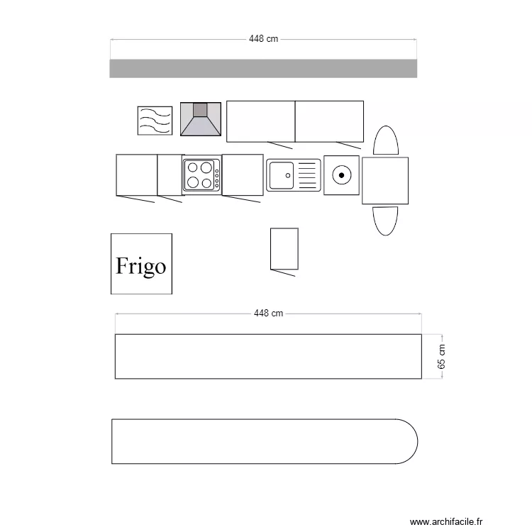 cuisine studio. Plan de 