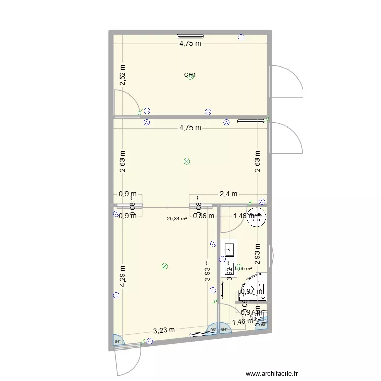plan min. Plan de 3  et 43 m²