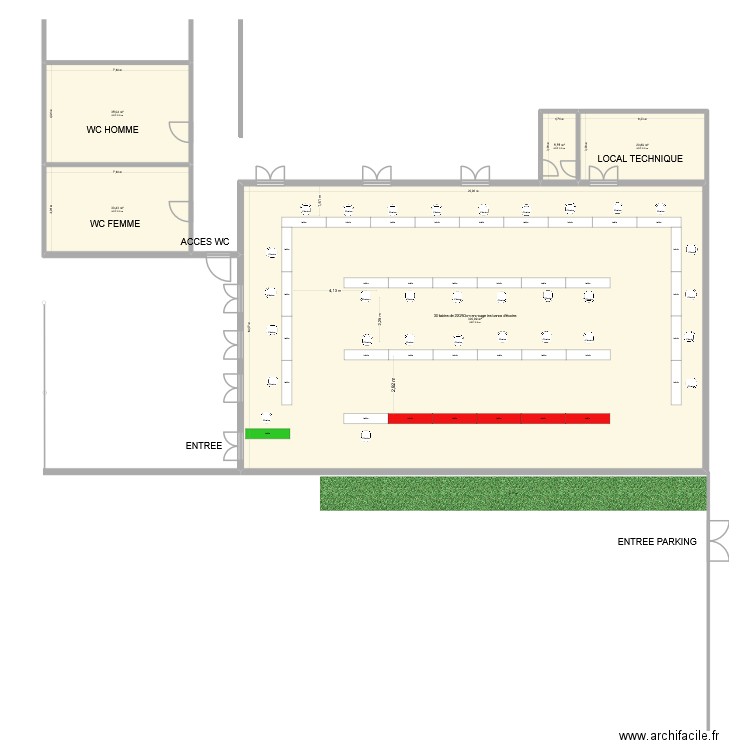 local. Plan de 5 pièces et 413 m2