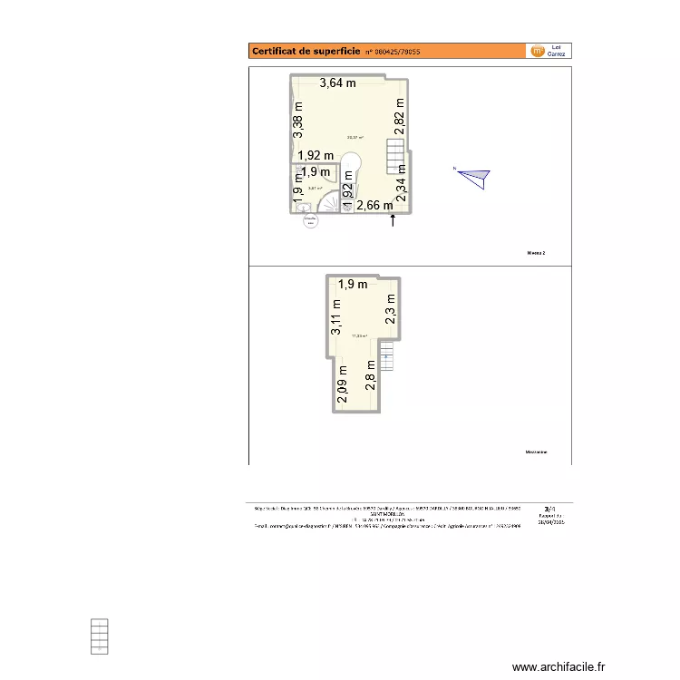 Appartement Gillian. Plan de 3 et 35 m² Appartement Gillian. Plan de 3 et 35 m²