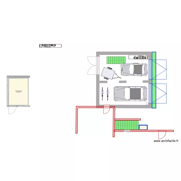 Garage et studio de secours 10 mars 2024. Plan de 