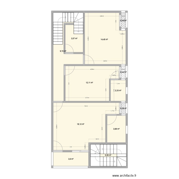 1er Niveau Limete. Plan de 12 pièces et 74 m2