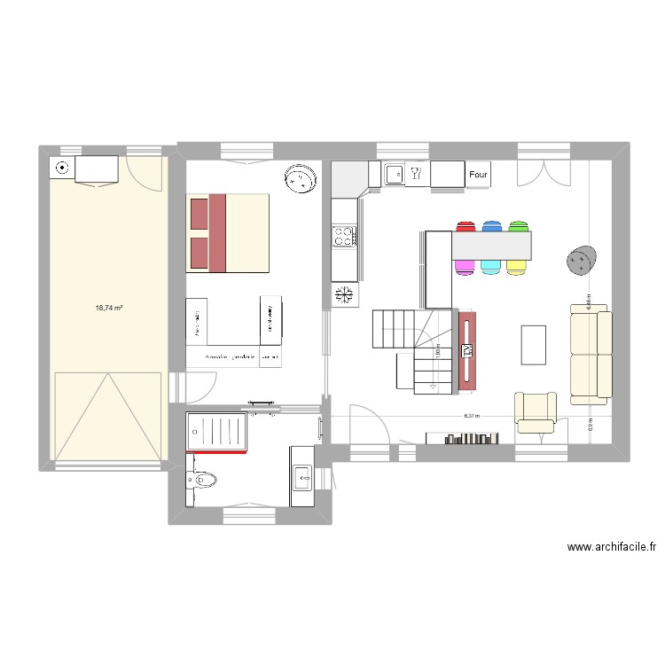 renovation angers étage. Plan de 4 pièces et 83 m2