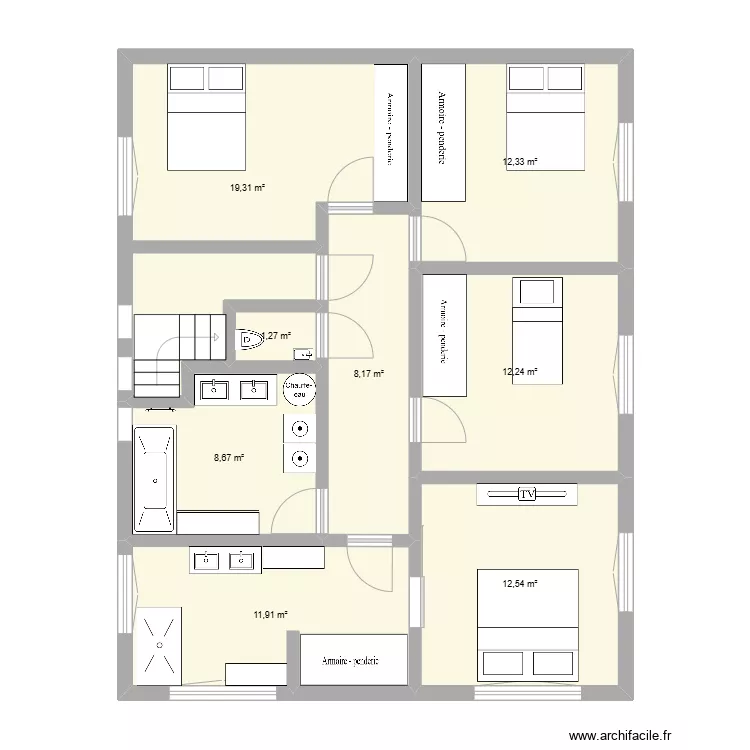 1 &eacute;tage maison . Plan de 