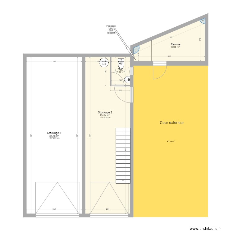 CHOB - Location - Niveau -1. Plan de 25 pièces et 262 m2