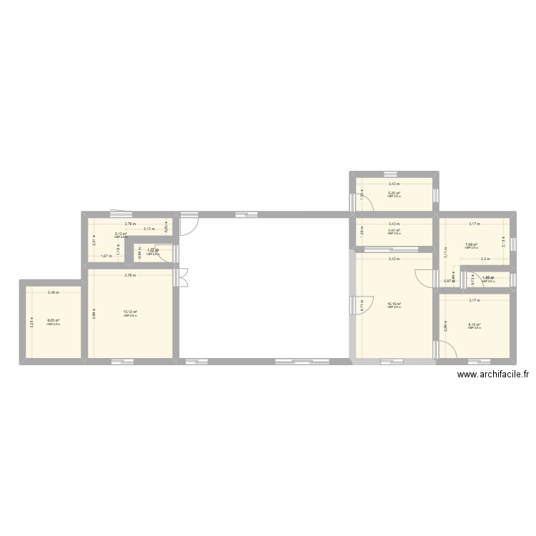noatu 3. Plan de 10 pièces et 74 m2