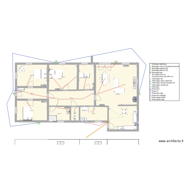 Larthé. Plan de 10 pièces et 145 m2