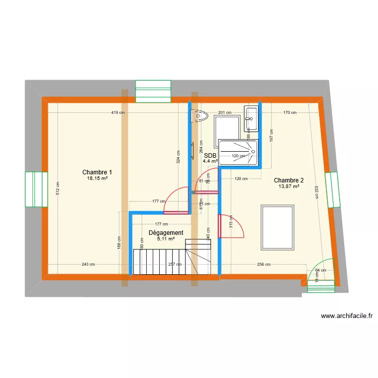 Viornery - Projet chambre RDC. Plan de 