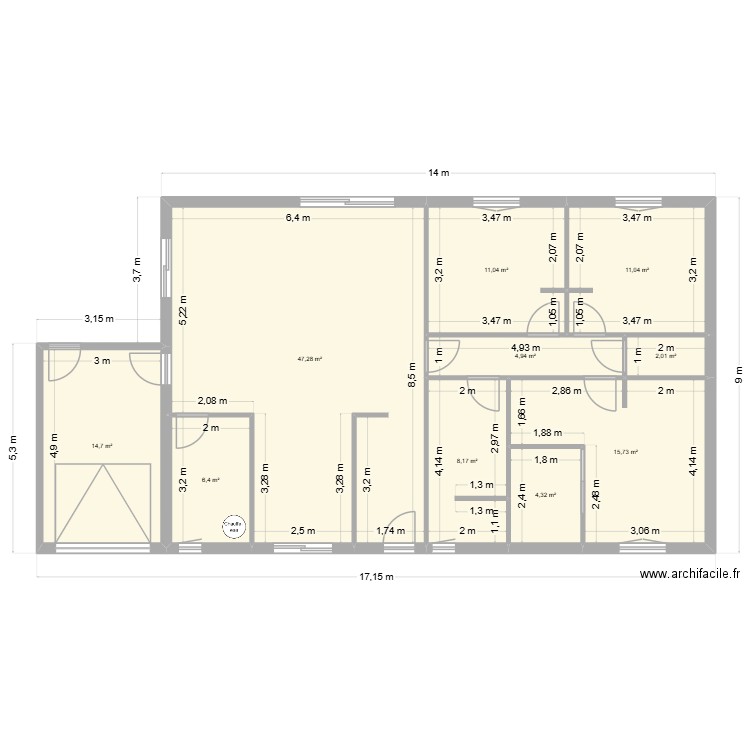 Projet MOB Landébia 2. Plan de 10 pièces et 126 m2