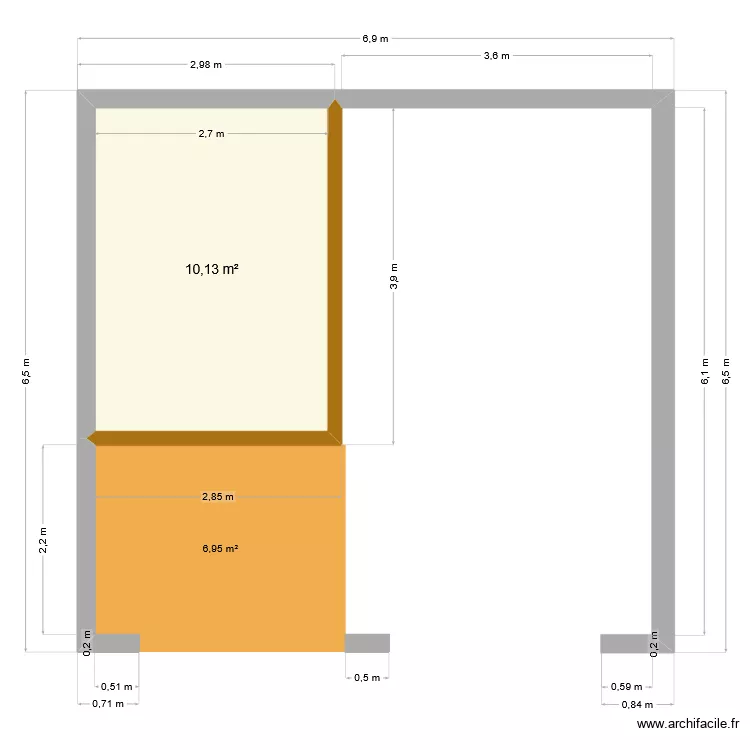 abri jardin bis. Plan de 1  et 10 m²