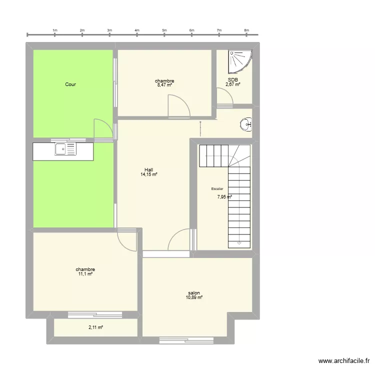 v3 maison 10/8. Plan de 8  et 76 m²
