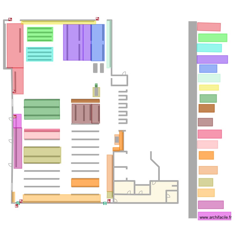 carrefour. Plan de 6 pièces et 77 m2