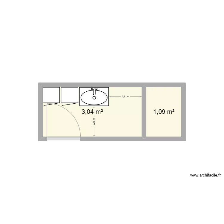 salle de bain. Plan de 2 pièces et 4 m² salle de bain. Plan de 2 pièces et 4 m²