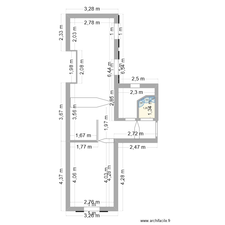 Appartement Lolo 3. Plan de 1 pièce et 1 m2