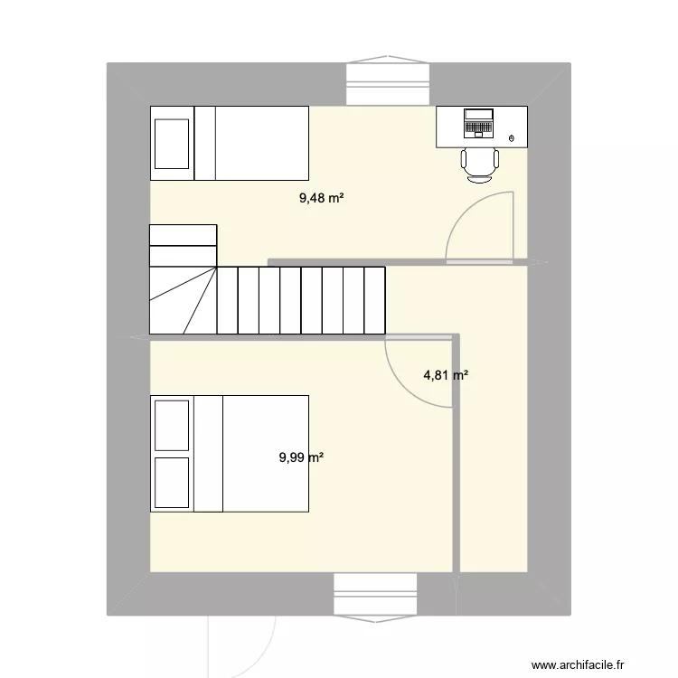 piaule. Plan de 10  et 73 m²