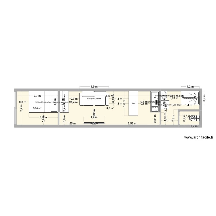 plan. Plan de 4 pièces et 26 m2
