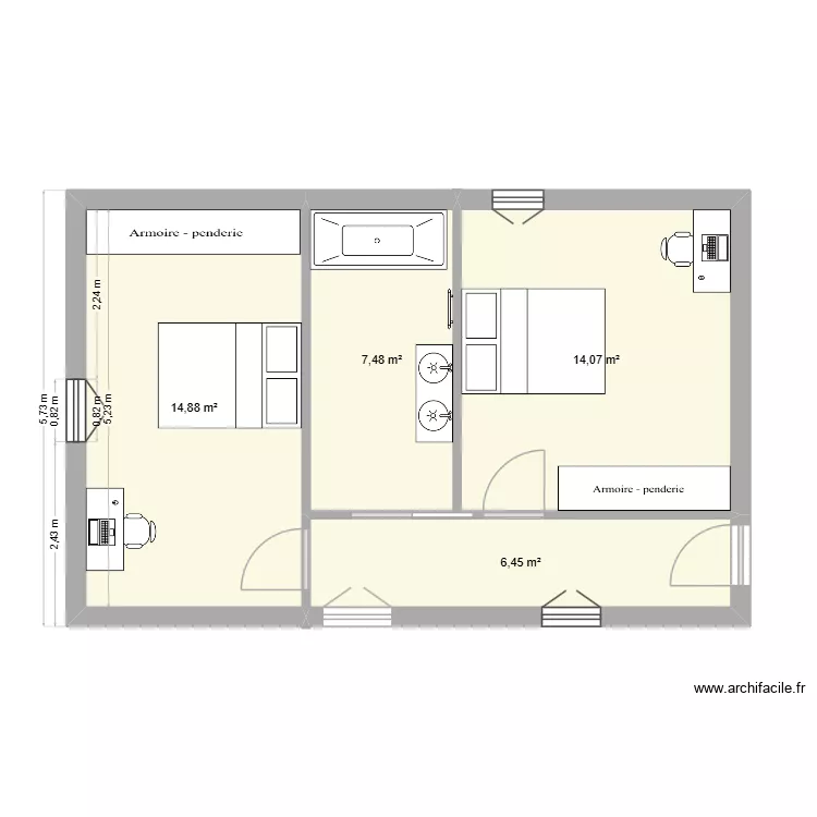 R+1 chambre 1 et 2 mae version. Plan de R+1 chambre 1 et 2 mae version. Plan de