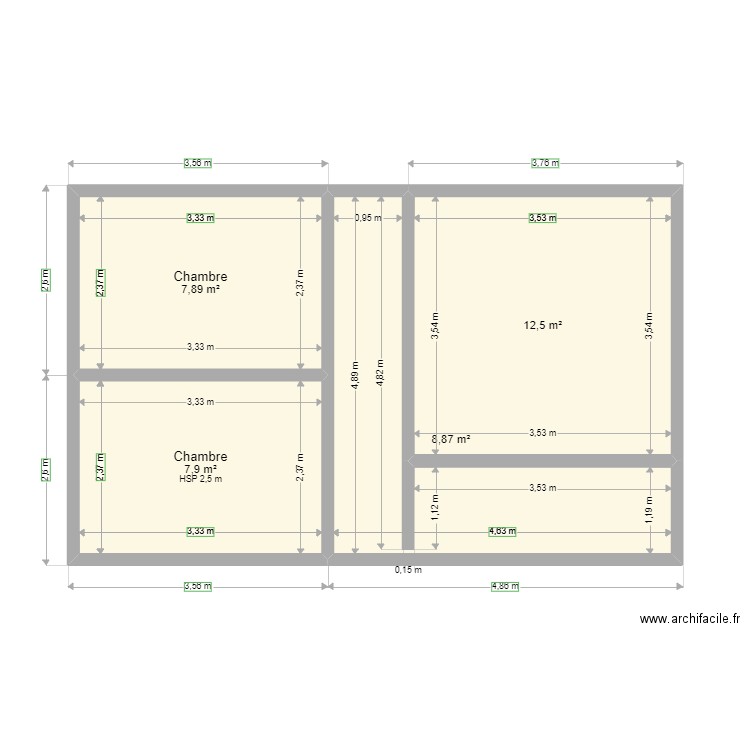 plan1. Plan de 4 pièces et 37 m2