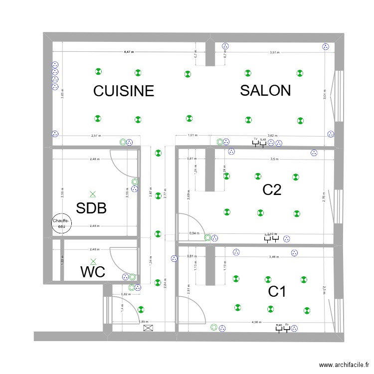 BELLEGARDE. Plan de 4 pièces et 64 m2