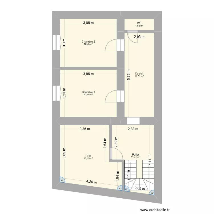 Etage 1. Plan de 6 et 65 m² Etage 1. Plan de 6 et 65 m²
