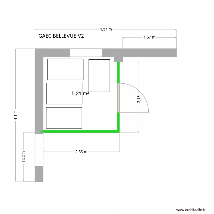 GAEC BELLEVUE V2. Plan de 1  et 5 m²