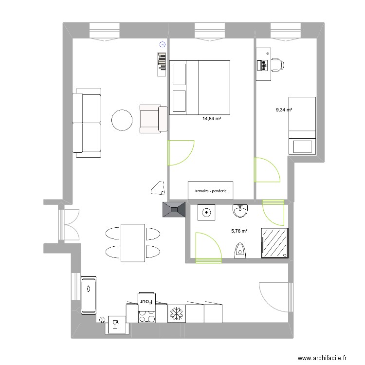 Le Logis projet 5. Plan de 3 pièces et 30 m2
