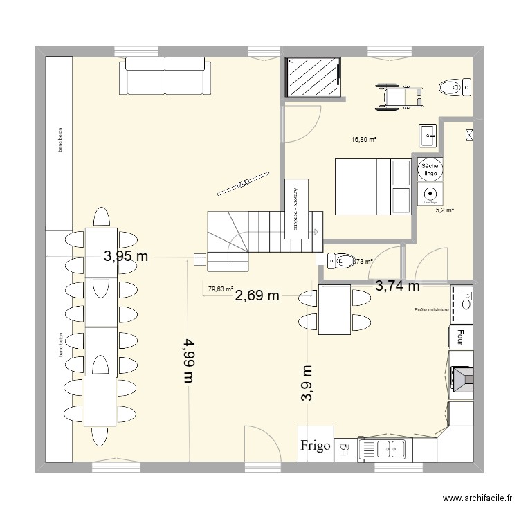 RDC PAVILLON DE CHASSE v3. Plan de 4 pièces et 103 m2