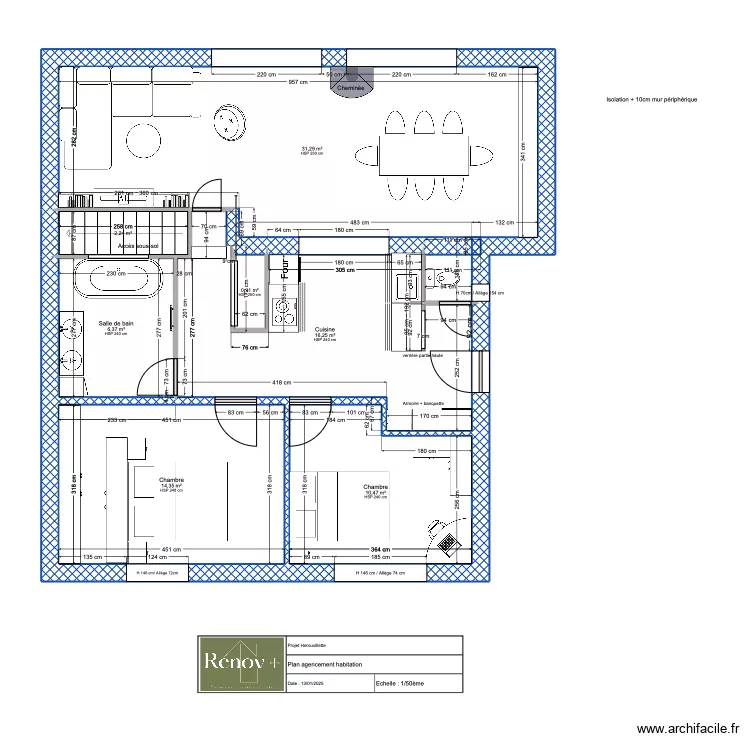 Plan agencement habitation Herouvillette v2. Plan de 