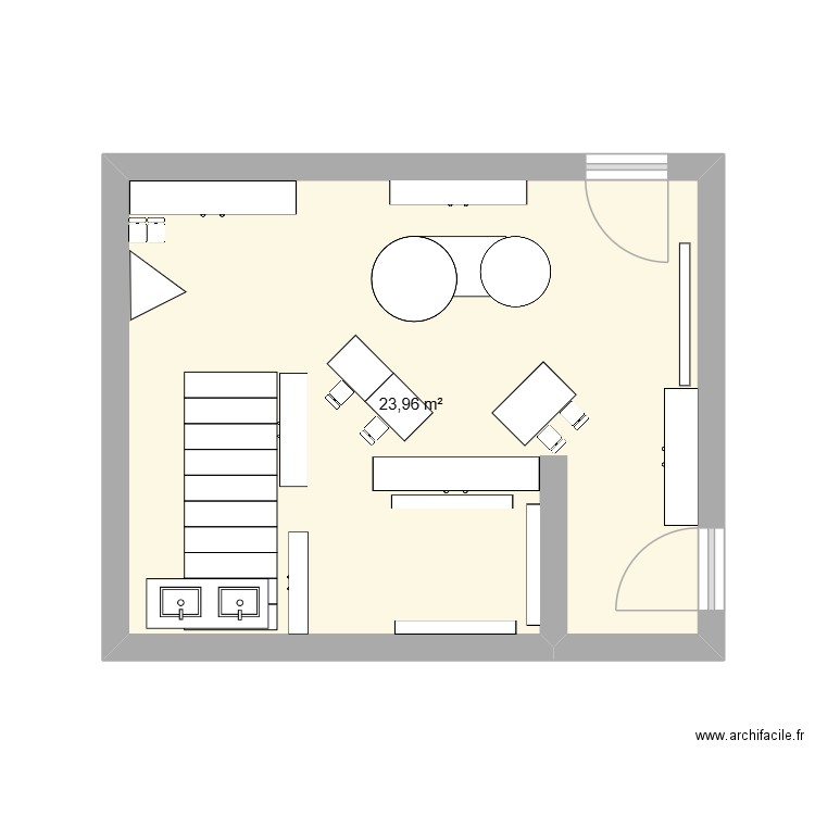 Plan classe M3. Plan de 1 pièce et 24 m2