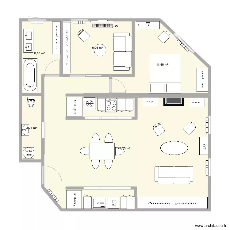 appartement 80 m2 Version 5. Plan de 