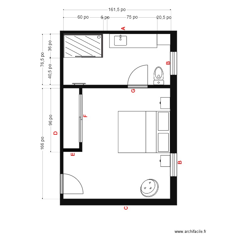 brenda 1. Plan de 2 pièces et 25 m2