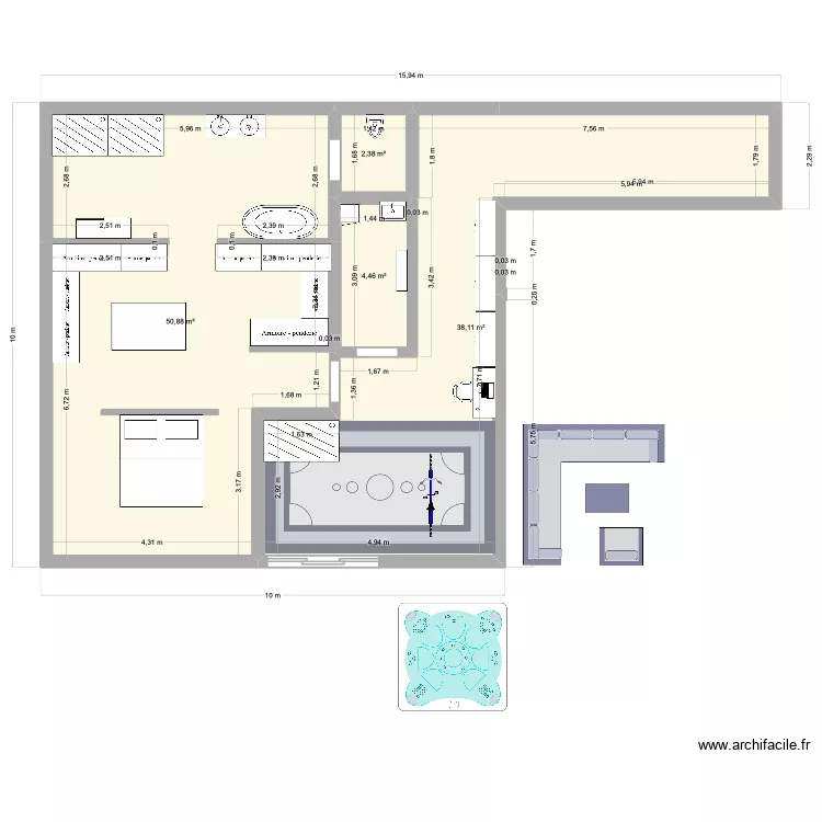 saviese1. Plan de 4  et 96 m²
