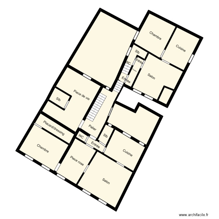 Plan 17 hugues legrand R+1. Plan de 9 pièces et 187 m2