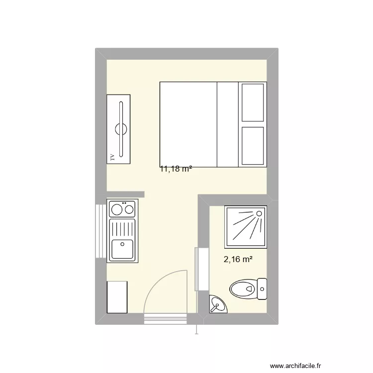 STUDIO GARAGE. Plan de 2  et 13 m²