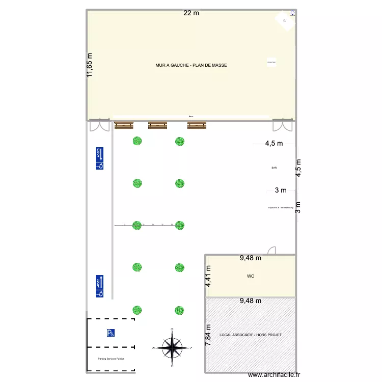 Plan_de_Masse_MAG_BCE. Plan de 3  et 372 m²