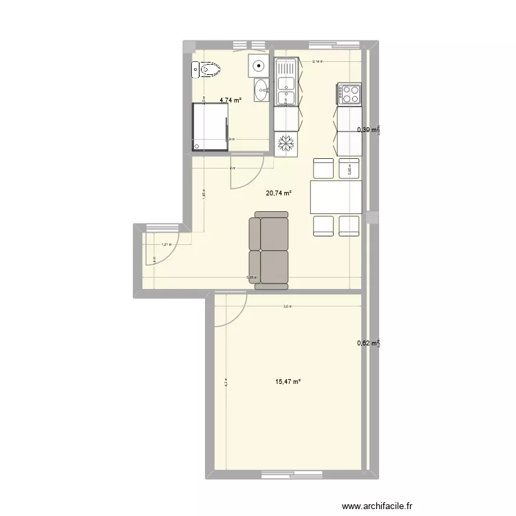 Appart - 447 Chemin des Moulins - V1. Plan de 5 et 42 m² Appart - 447 Chemin des Moulins - V1. Plan de 5 et 42 m²
