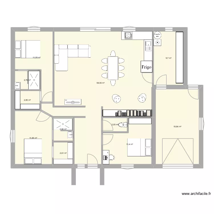 maison 2. Plan de 11  et 135 m²