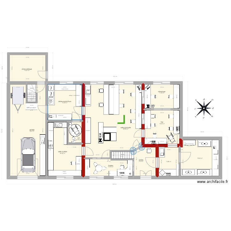 labo saultain. Plan de 32 pièces et 886 m2