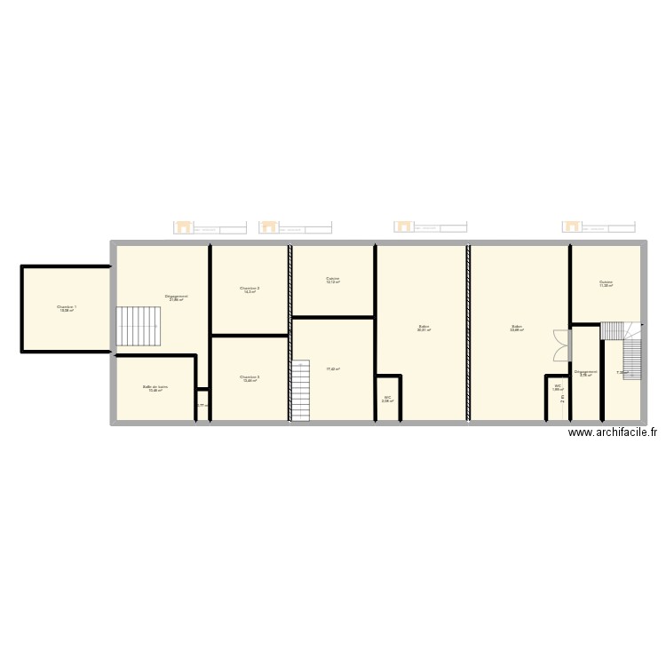 Immeuble Olwisheim. Plan de 3 pièces et 90 m2