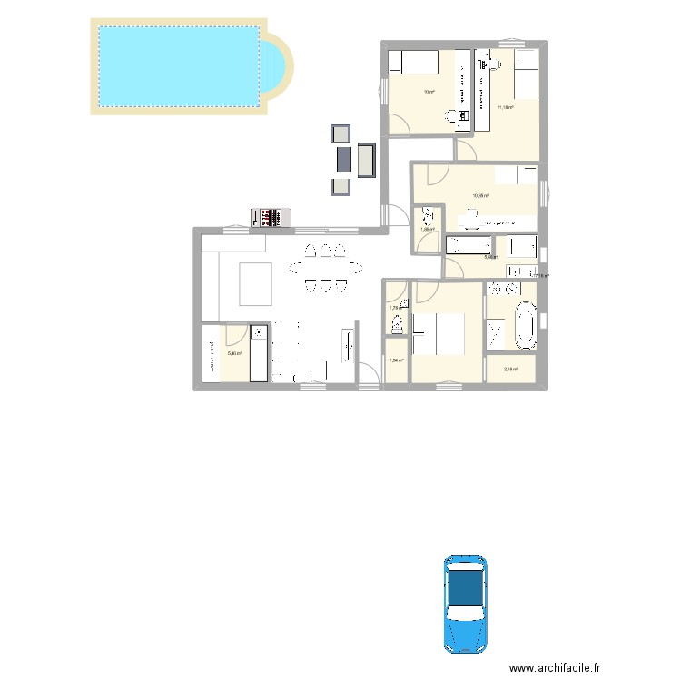 maison - Plan 10 pièces 51 m2 dessiné par tobias2138