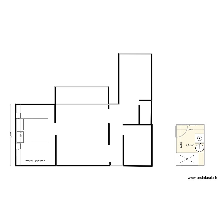 Talence. Plan de 1 pièce et 5 m2