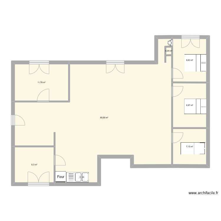 juanito1. Plan de 7 pièces et 126 m2