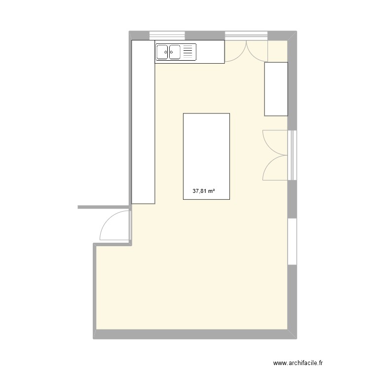 CUISINE. Plan de 1 pièce et 38 m2