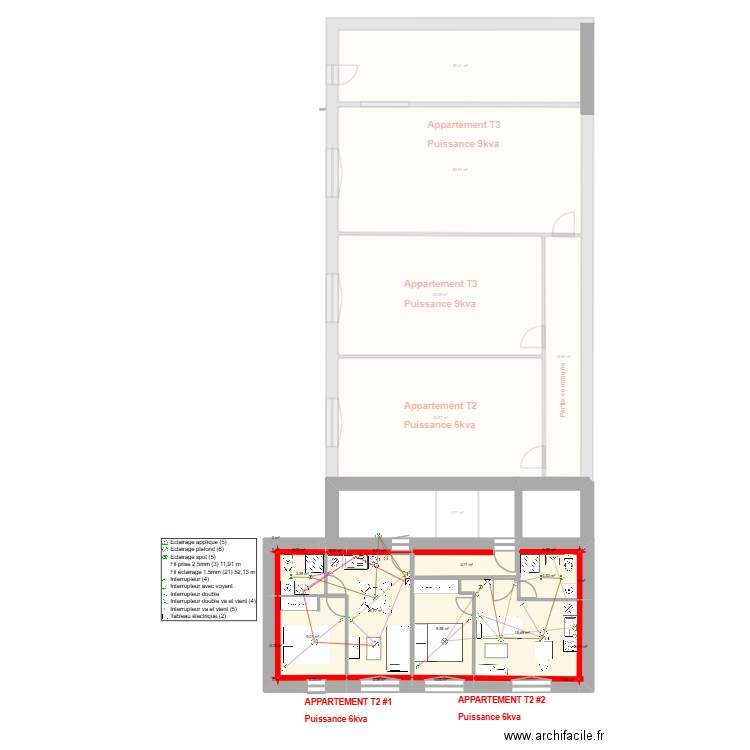 T2 Berné Éclairage. Plan de 38 pièces et 634 m2