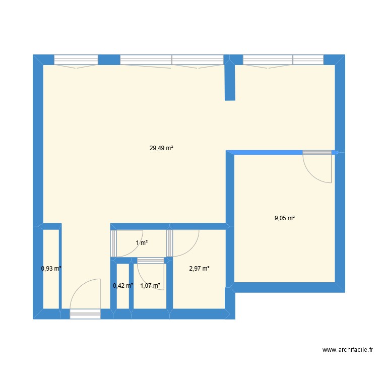 Paris-Choisy-2. Plan de 7 pièces et 45 m2